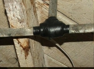 Electrical tape covering a leak
