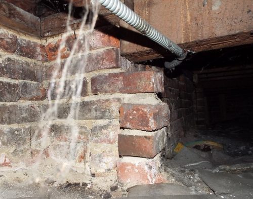 Unsupported beam and collapsed brick